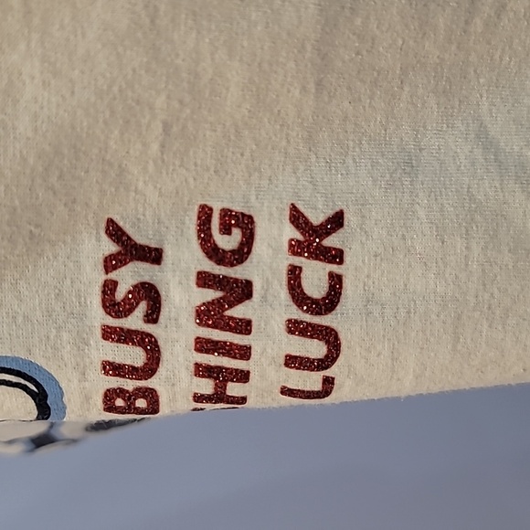 MAIN STREET Disney tee white red blue football Mickey 28 Outta My Way glitter - Picture 7 of 14